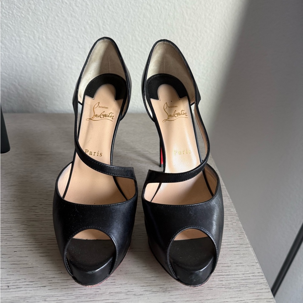 Christian Louboutin Black Peep Toe Heels